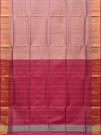 Cream and Pink Uppada Silk Handloom Saree with Checks and Contrast Pallu Design - Global Threads | Grocsy