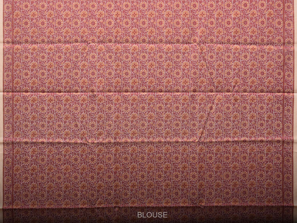 Cream and Red Cut Work Sico Cotton Saree with All Over and Border Design - Global Threads | Grocsy
