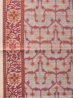 Cream and Red Cut Work Sico Cotton Saree with All Over and Border Design - Global Threads | Grocsy