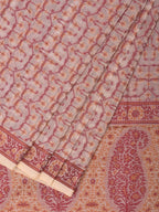 Cream and Red Cut Work Sico Cotton Saree with All Over and Border Design - Global Threads | Grocsy