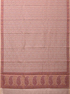 Cream and Red Cut Work Sico Cotton Saree with All Over and Border Design - Global Threads | Grocsy