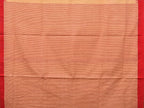 Cream and Red Khadi Cotton Handloom Saree Plain Saree with Strips Pallu Design - Global Threads | Grocsy