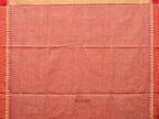 Cream and Red Khadi Cotton Handloom Saree Plain Saree with Strips Pallu Design - Global Threads | Grocsy