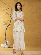 Yufta Cream Cotton Co-Ord Set | Grocsy