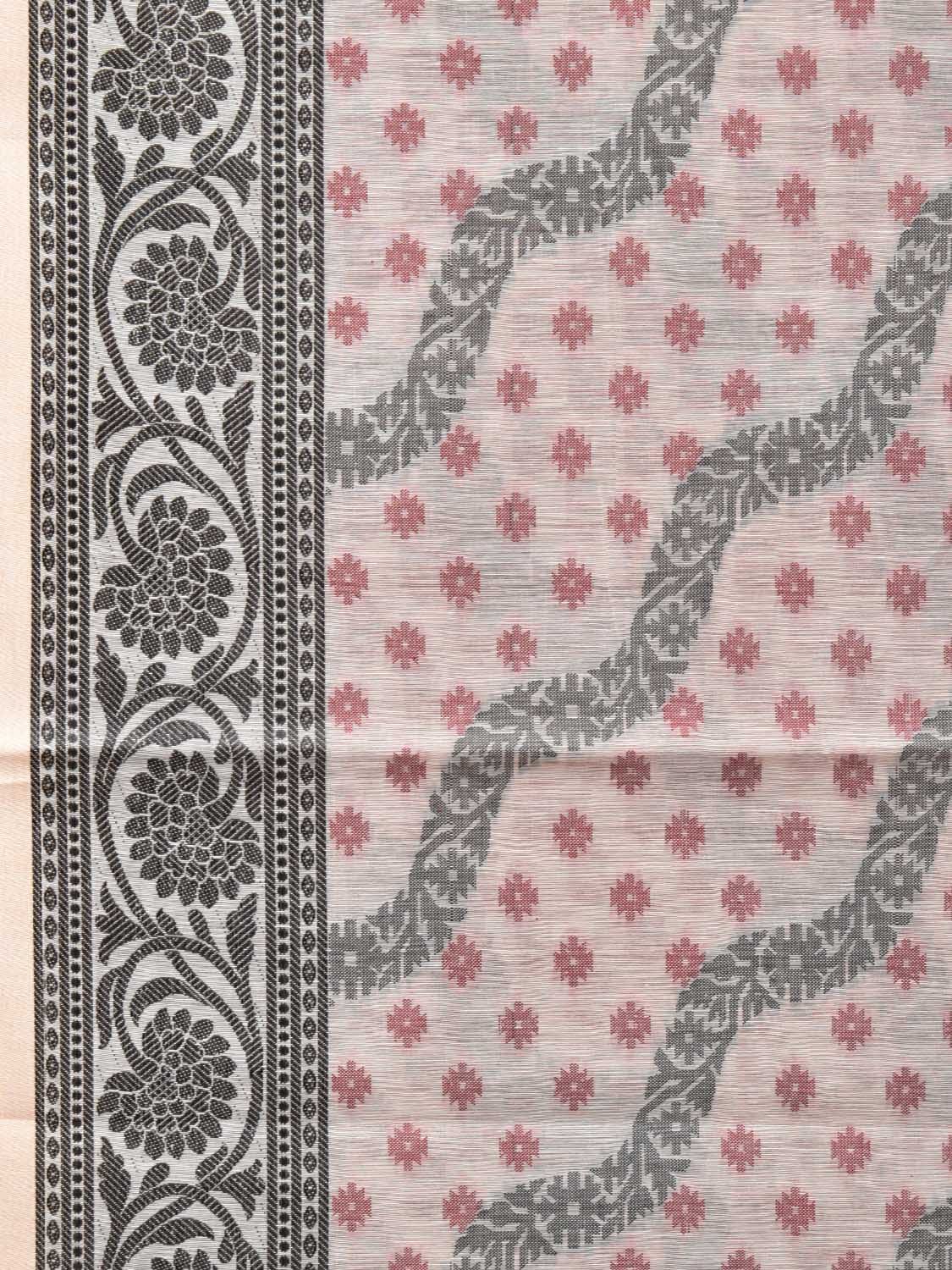 Cream Cut Work Sico Cotton Saree with All Over Diagonal and Border Design - Global Threads | Grocsy