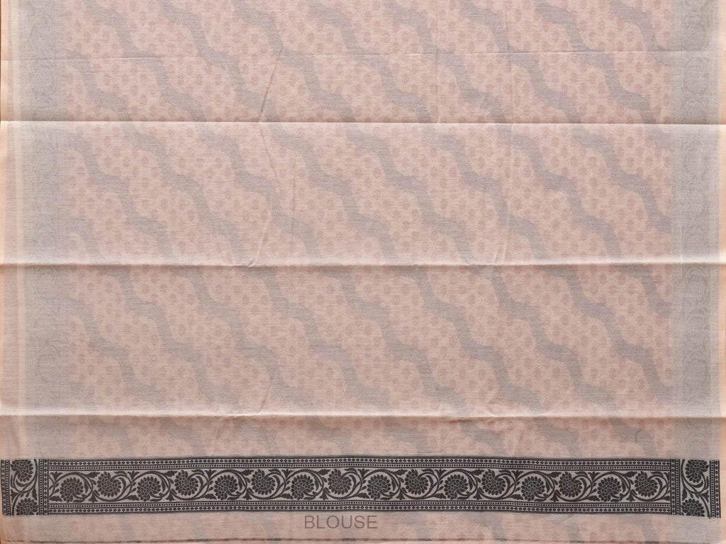 Cream Cut Work Sico Cotton Saree with All Over Diagonal and Border Design - Global Threads | Grocsy