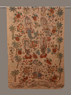 Cream Kalamkari Hand Painted Chiffon Dupatta with Dashavatar Design - Global Threads | Grocsy