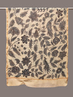 Cream Kalamkari Hand Painted Kota Silk Dupatta with Floral and Birds Design - Global Threads | Grocsy