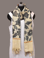 Cream Kalamkari Hand Painted Kota Silk Dupatta with Floral and Birds Design - Global Threads | Grocsy