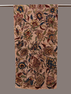 Cream Kalamkari Hand Painted Sico Stole with Floral Design - Global Threads | Grocsy