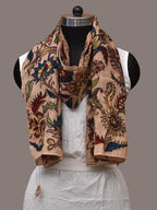 Cream Kalamkari Hand Painted Sico Stole with Floral Design - Global Threads | Grocsy