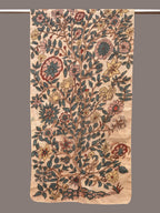 Cream Kalamkari Hand Painted Sico Stole with Tree of Life Design - Global Threads | Grocsy