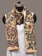 Cream Kalamkari Hand Painted Sico Stole with Tree of Life Design - Global Threads | Grocsy