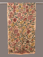 Cream Kalamkari Hand Painted Sico Stole with Tree of Life Design - Global Threads | Grocsy
