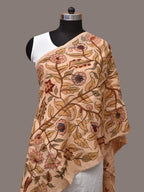 Cream Kalamkari Hand Painted Sico Stole with Tree of Life Design - Global Threads | Grocsy