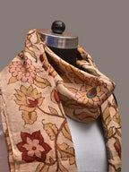Cream Kalamkari Hand Painted Sico Stole with Tree of Life Design - Global Threads | Grocsy