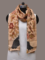 Cream Kalamkari Hand Painted Sico Stole with Tree of Life Design - Global Threads | Grocsy