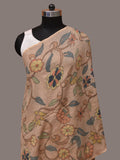 Cream Kalamkari Hand Painted Woolen Handloom Stole with Floral Design - Global Threads | Grocsy