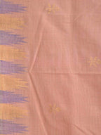 Cream Khadi Cotton Handloom Saree with Jamdani Buta and Temple Border Design - Global Threads | Grocsy