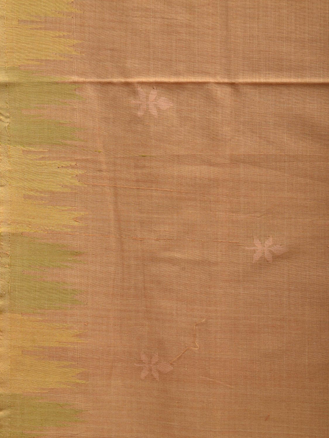Cream Khadi Cotton Handloom Saree with Temple Border Design - Global Threads | Grocsy