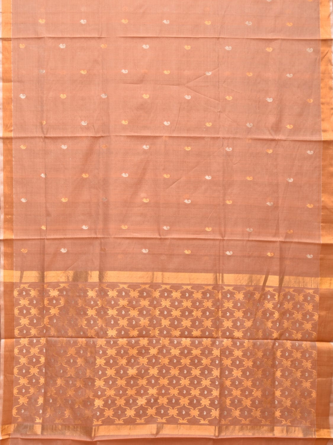 Cream Uppada Cotton Silk Handloom Saree with Jamdani Grill Design - Global Threads | Grocsy