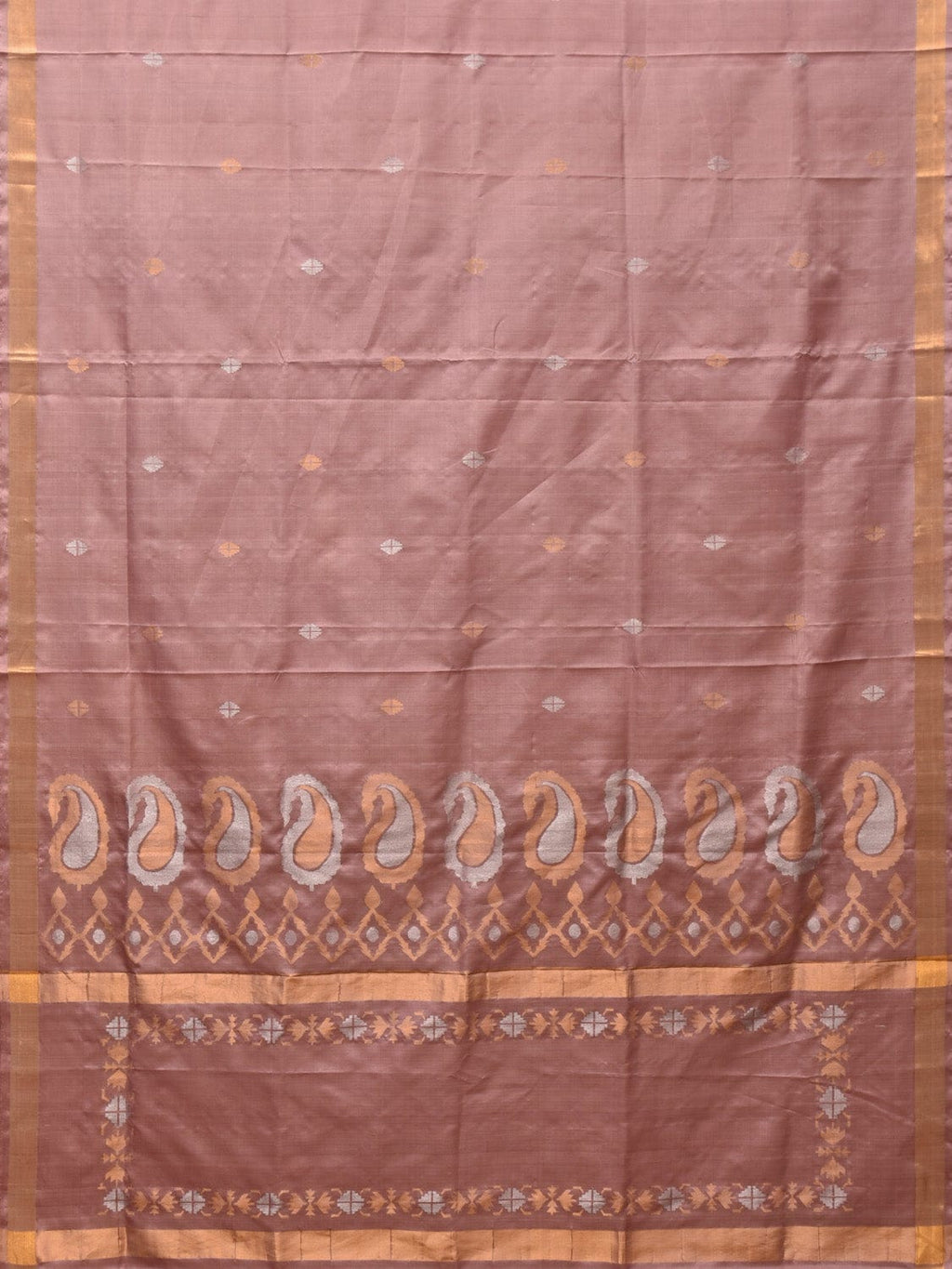 Cream Uppada Silk Handloom Saree with Mango Pallu Design - Global Threads | Grocsy