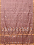 Cream Uppada Silk Handloom Saree with Mango Pallu Design - Global Threads | Grocsy