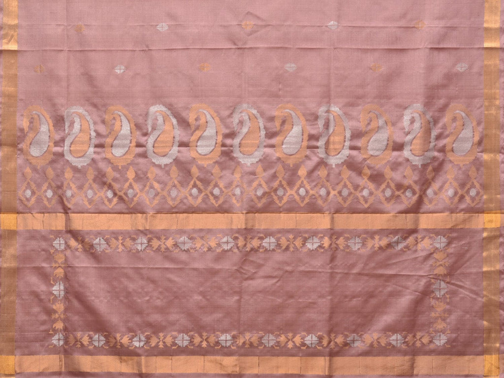 Cream Uppada Silk Handloom Saree with Mango Pallu Design - Global Threads | Grocsy