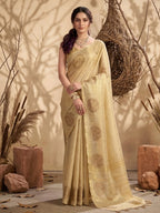 Anaita Cream Tissue Silk Woven Saree With Blouse | Grocsy