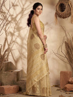 Anaita Cream Tissue Silk Woven Saree With Blouse | Grocsy