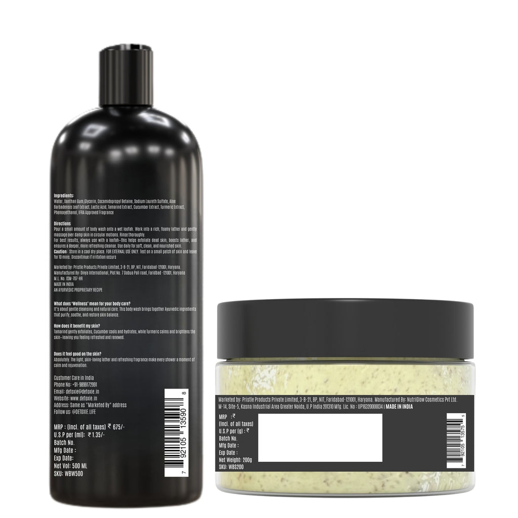 Detoxie Wellness Body Wash & Body Scrub Combo | Grocsy