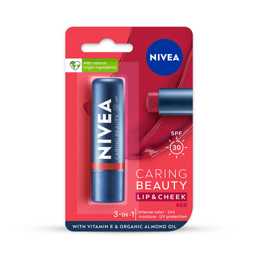 Nivea Lip Caring Beauty Red Lip Balm With SPF 30 - Red | Grocsy