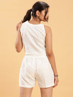 BohoJazz Crop Top with Wooden Buttons and Comfort Shorts Co-ords | Grocsy