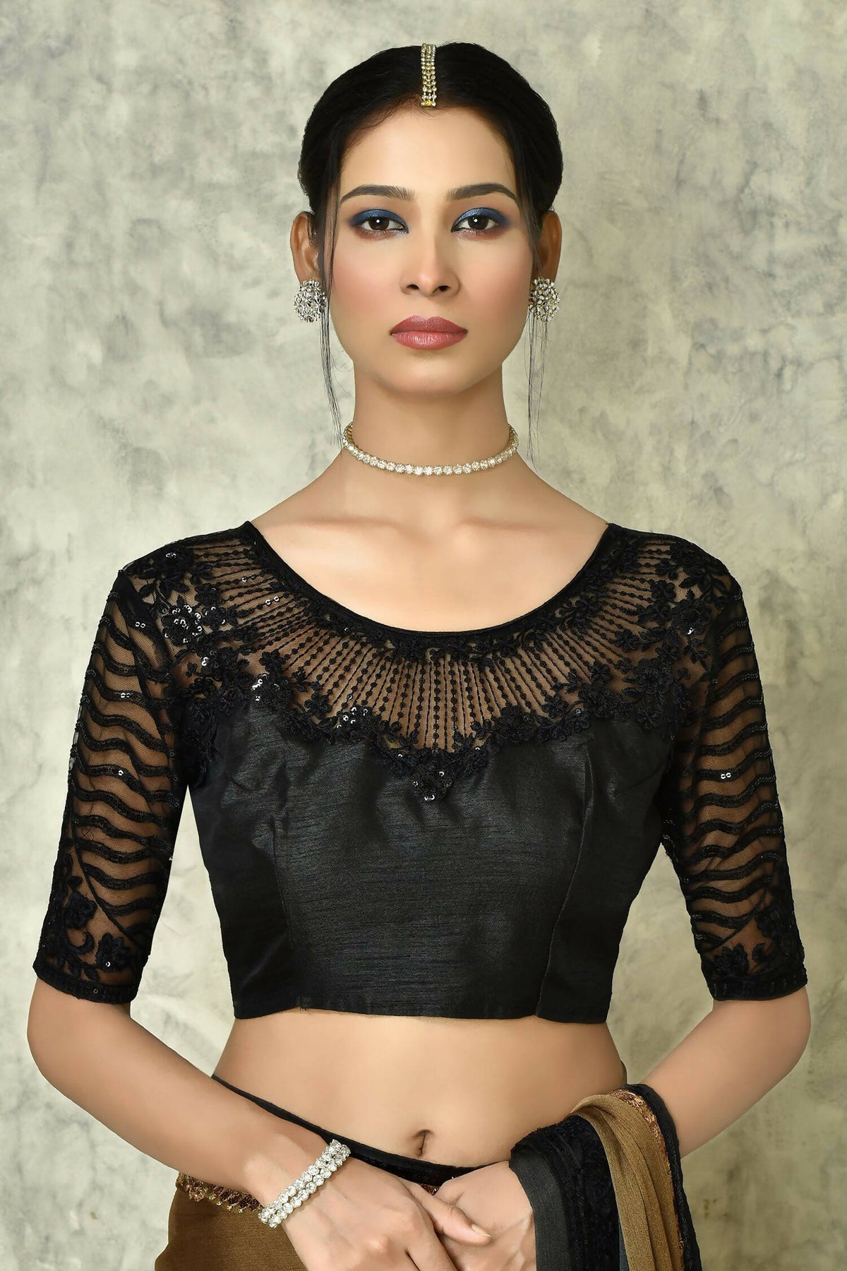 Brown Silk Solid Designer Saree with Blouse - Purvi | Grocsy