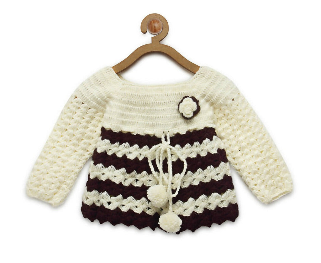 Chutput Kids Cream Coloured Sweet Solid Pullover Sweater | Grocsy
