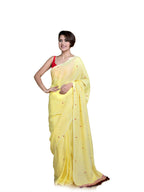 Suta Yellow Maroon Pure Cotton Saree | Grocsy