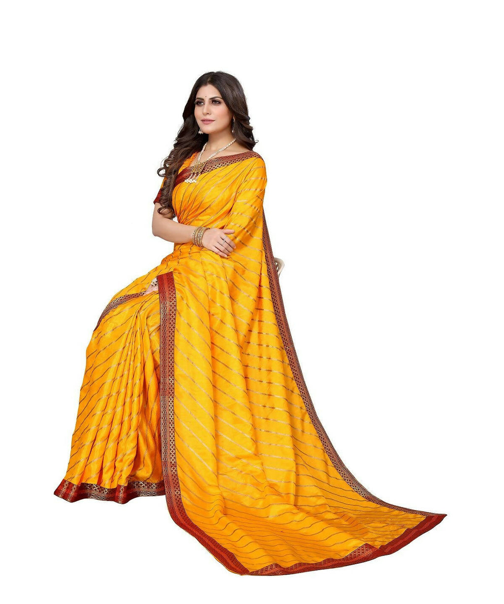 Vamika Dola Silk Yellow Lace Border Bollywood Style Saree (SUCHI YELLOW) | Grocsy