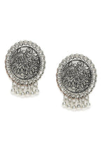 Mominos Fashion Johar Kamal Oxidised Silver Plated Stud Earrings