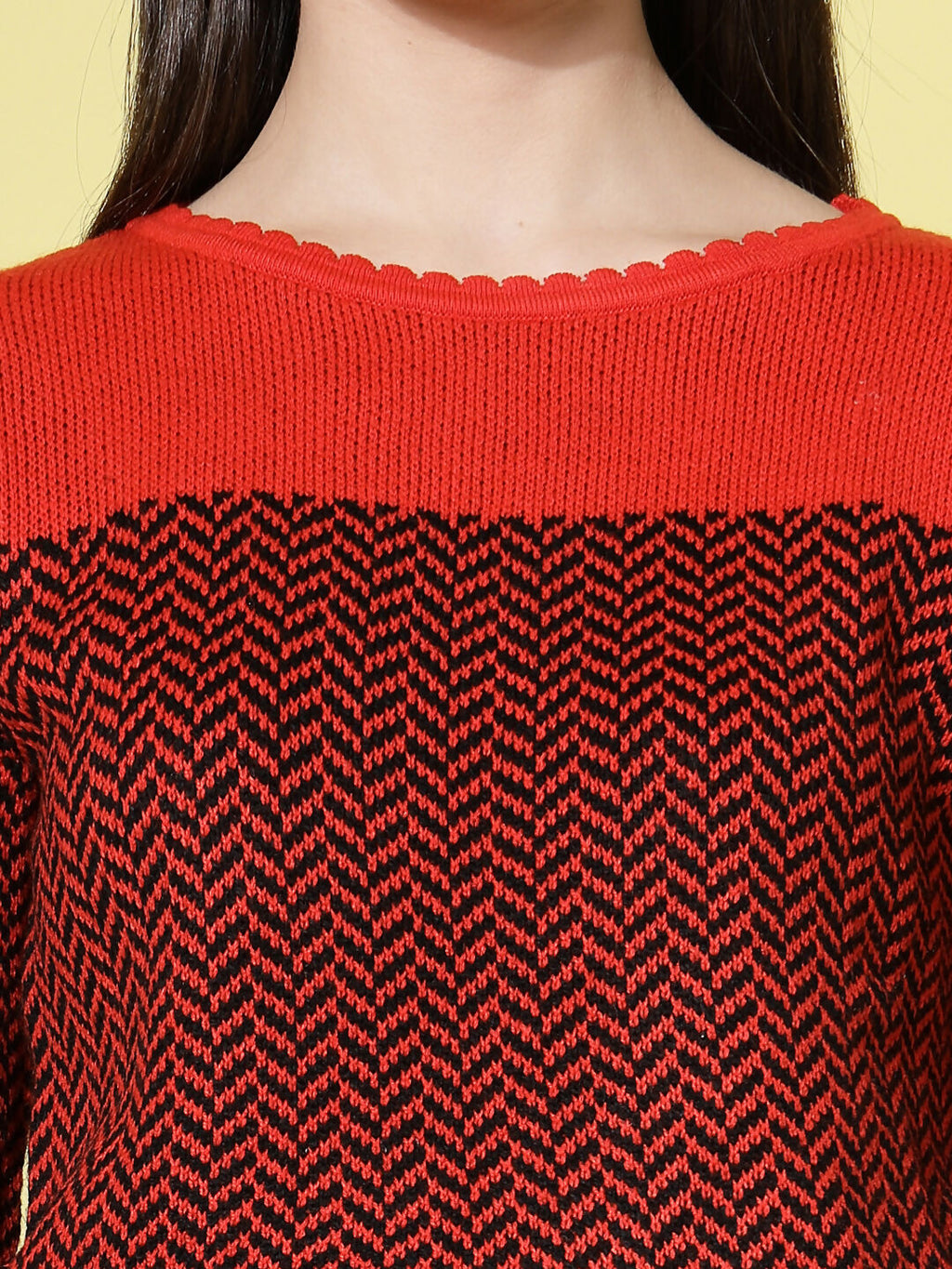 Women Winter Rust Acrylic Sweater - Wool Trees | Grocsy