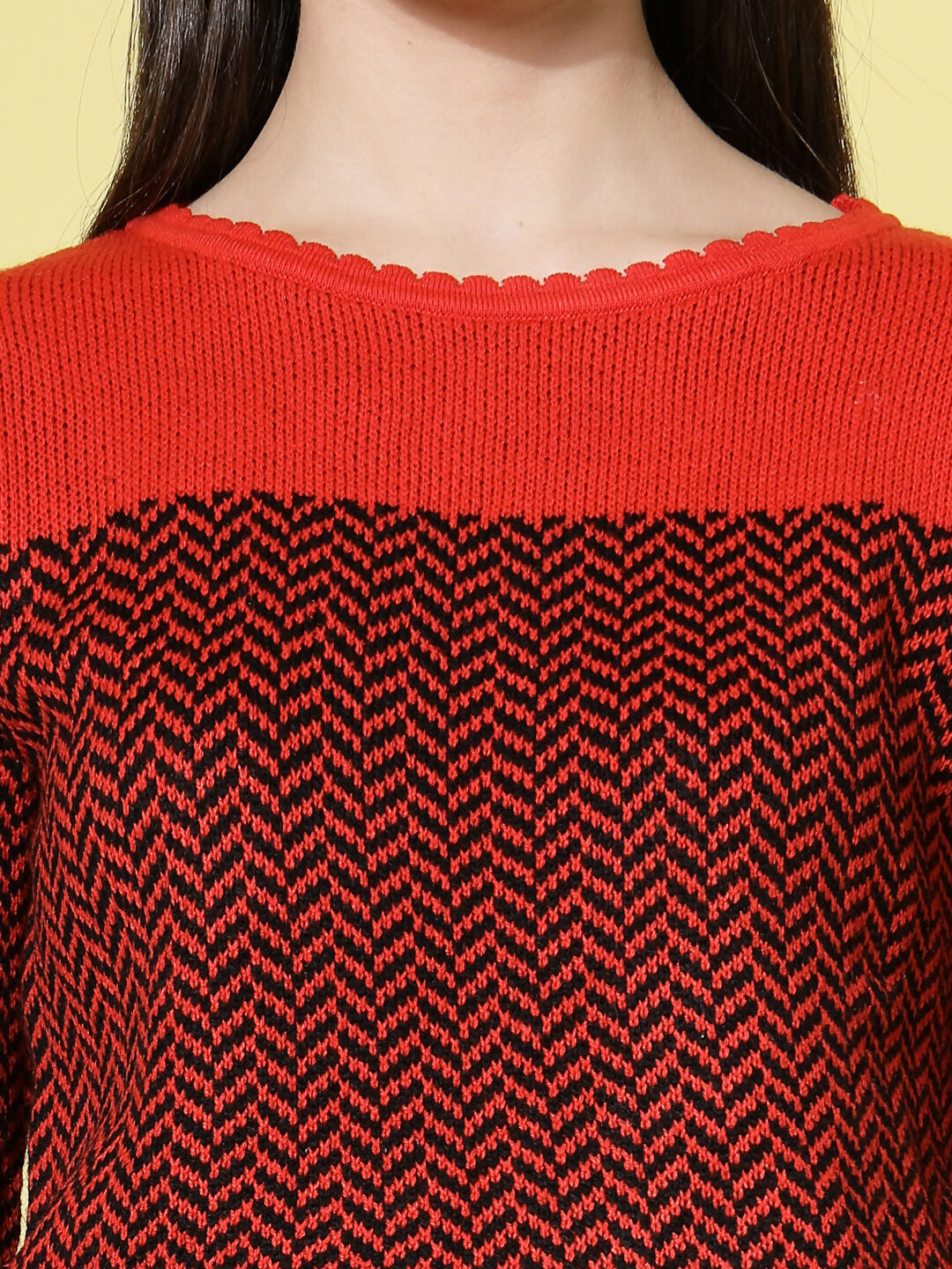 Women Winter Rust Acrylic Sweater - Wool Trees | Grocsy
