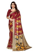 Vamika maroon Printed Art Silk Saree | Grocsy