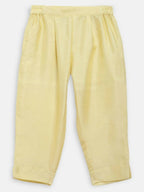 Ahalyaa Yellow Poly Silk Kids Kurta Pant With Dupatta For Girls | Grocsy