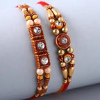 2 Stone Work Rakhis and Choco Swiss Gloriette Luxury Box | Grocsy