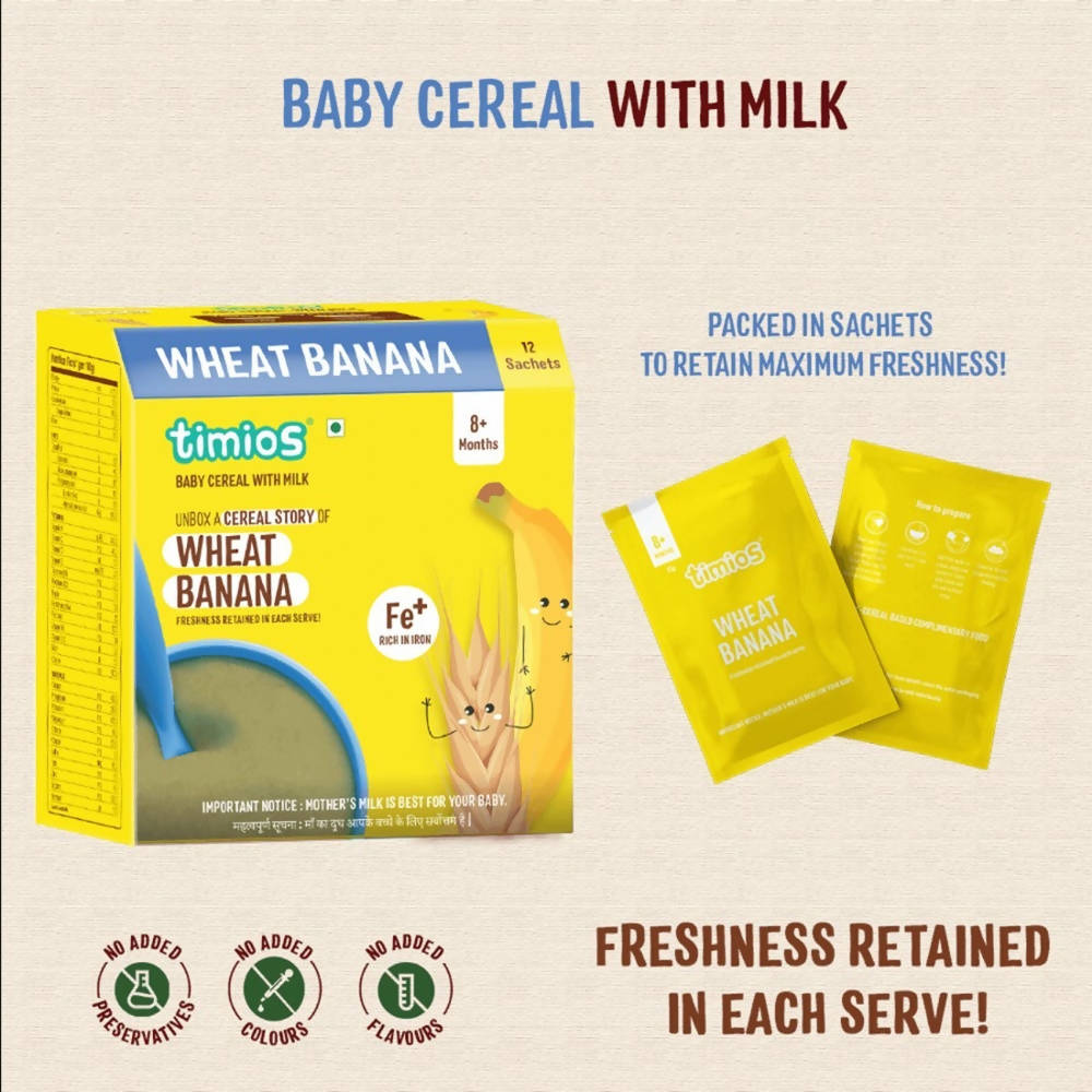 Timios Organic Wheat Banana Baby Cereal | Grocsy