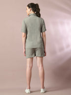 Myshka Women's Grey Solid Regular Fit Shirt | Grocsy
