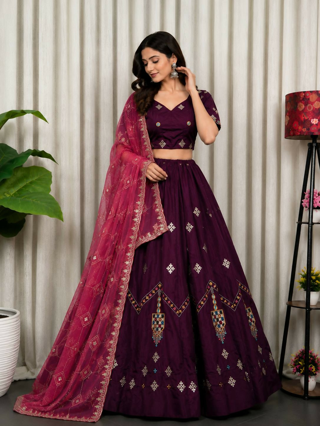 Lehenga Mart Wine Designer Navratri Lehenga Choli for Women | Grocsy