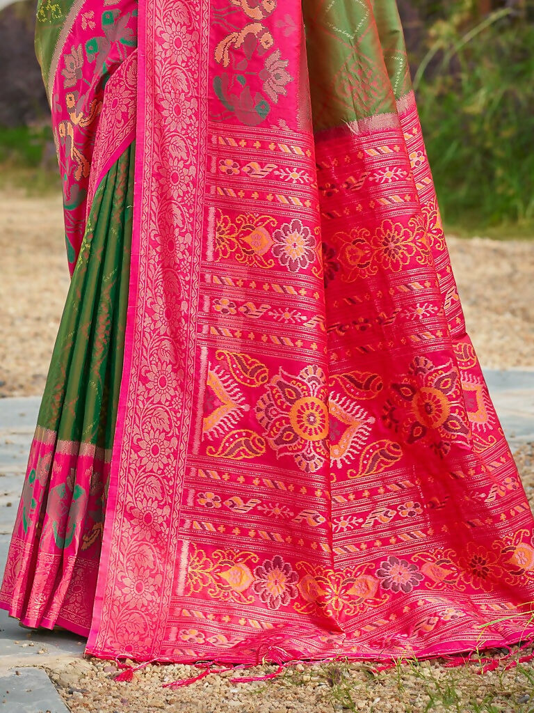 Shree Shyam Fashion Mehendi Soft Silk Saree | Grocsy