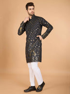 Vastranavya Slate Grey Exclusive Festival Wear Pure Viscose Rayon Embroidered Sequence Work Kurta | Grocsy