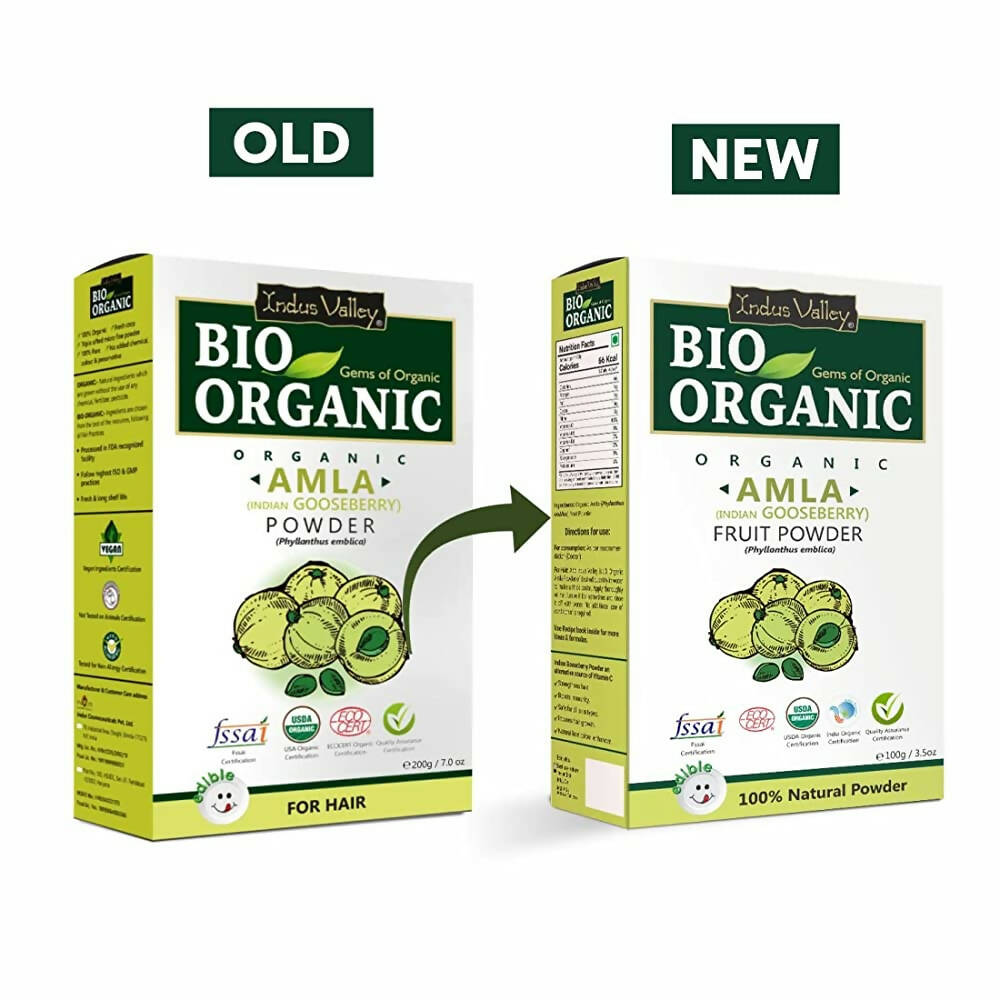Indus Valley Bio Organic Amla (Indian Gooseberry) Powder For Hair | Grocsy