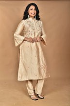 Morchari Women And Hand Embroidery Co-Ord Set-Beige | Grocsy